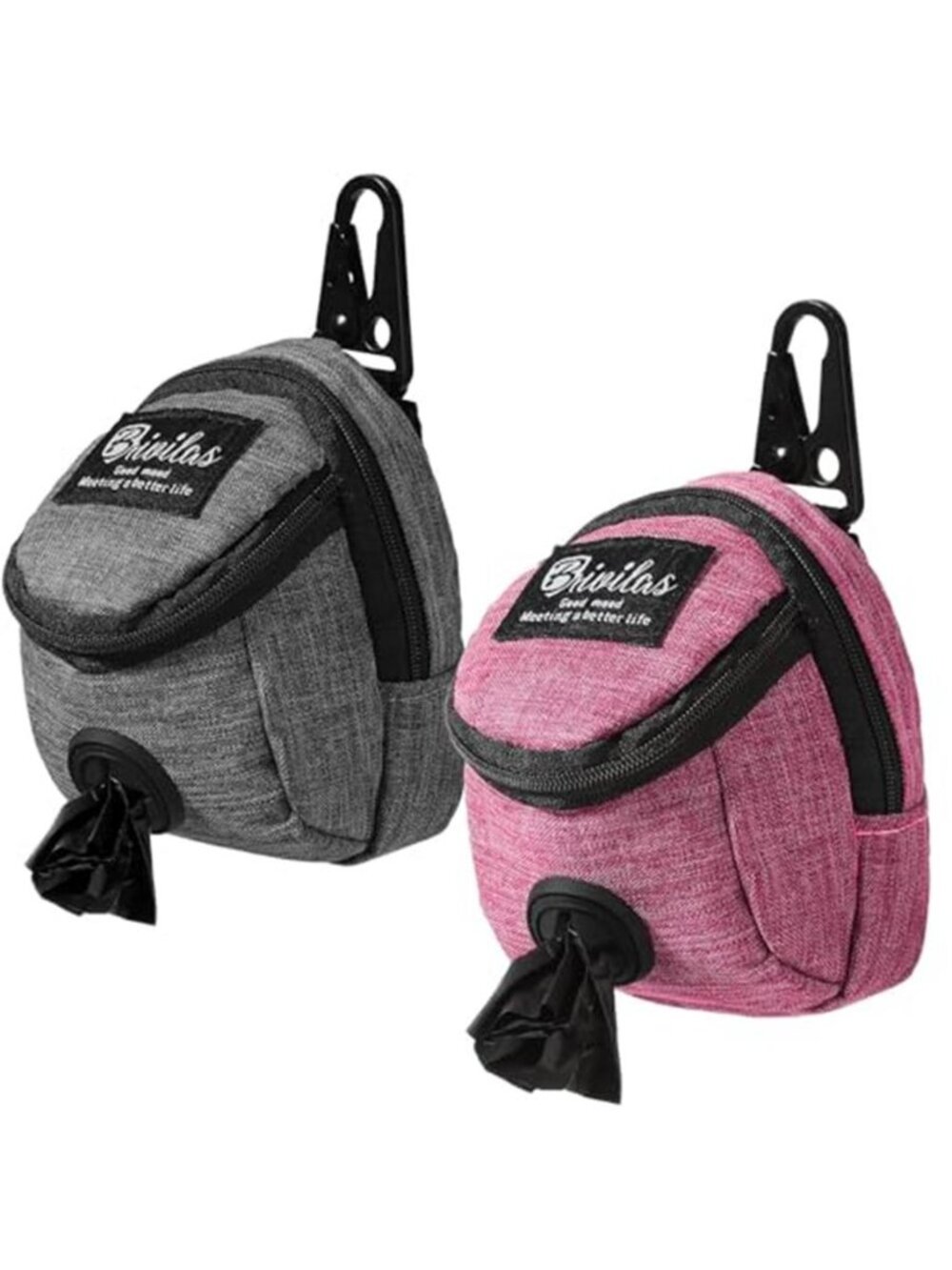 2 Pieces Dog Treat Pouch Pet Dog Poop Holder Pink Grey